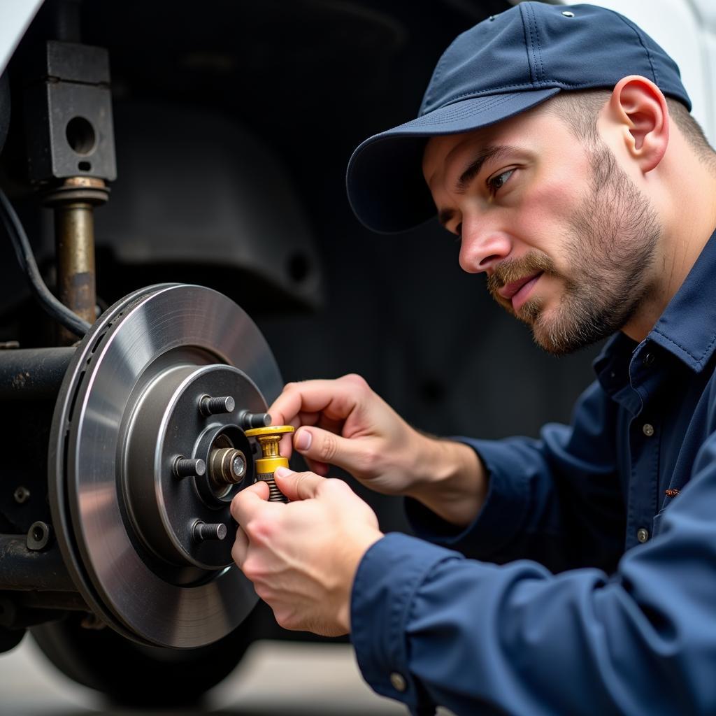 Mechanic Checking Brake Fluid Level