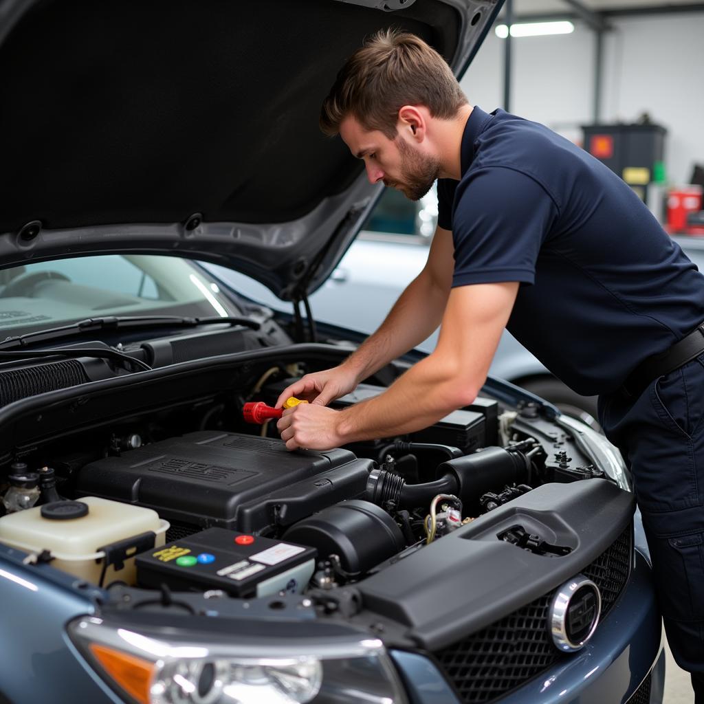 Mechanic Checking Brake Fluid Level