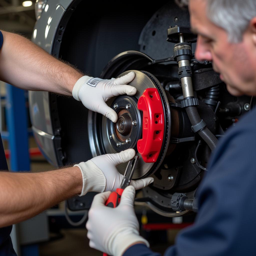 Mechanic Checking Brake Light Bulbs