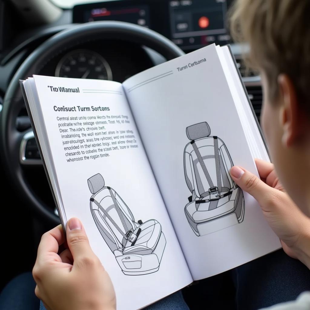 Checking Car Manual for Seat Belt Instructions