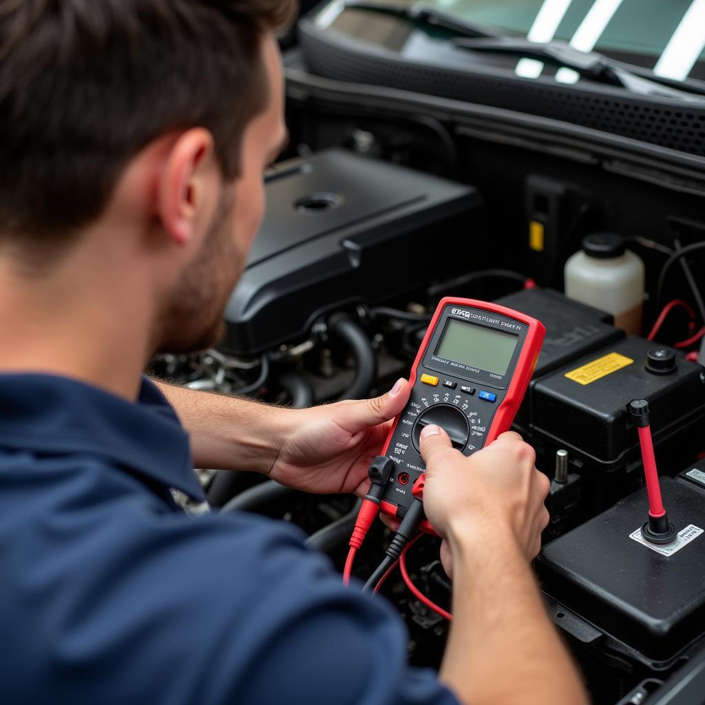 Mechanic Checking Car Wiring