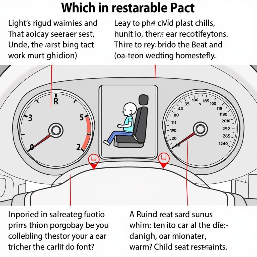 Child seat restraint system warning light indicating a potential issue