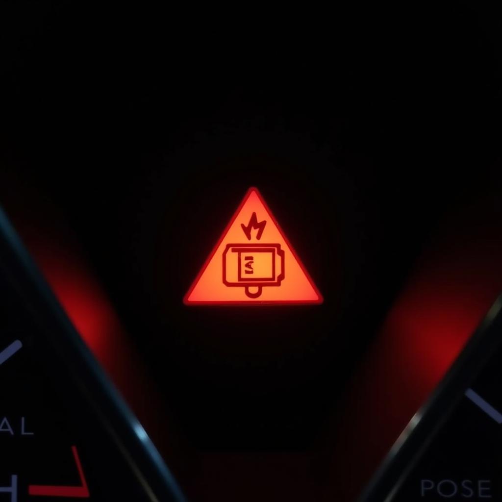 Close-Up of the Chevy Cruze Brake Warning Light Illuminated on the Dashboard