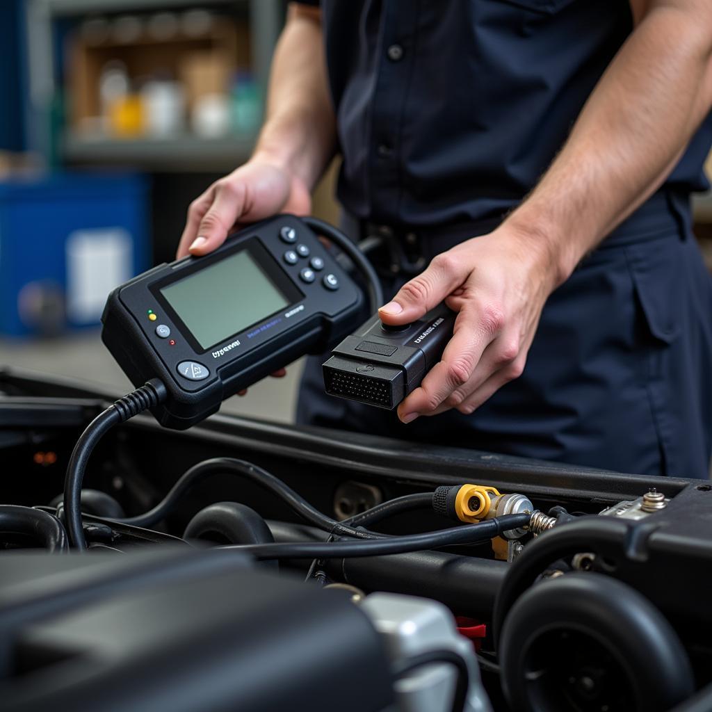 Car Undergoing Diagnostic Scan