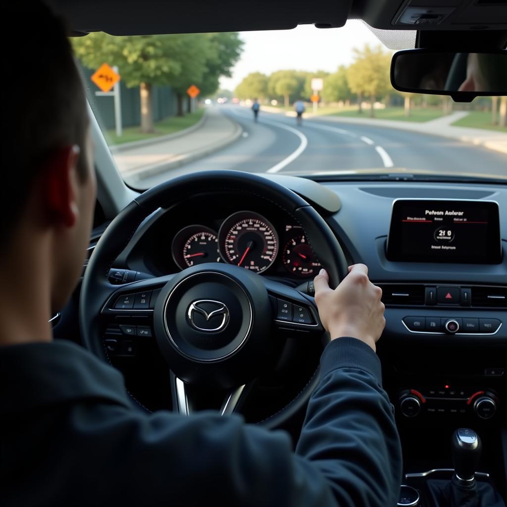 Driver Using Mazda Autonomous Features