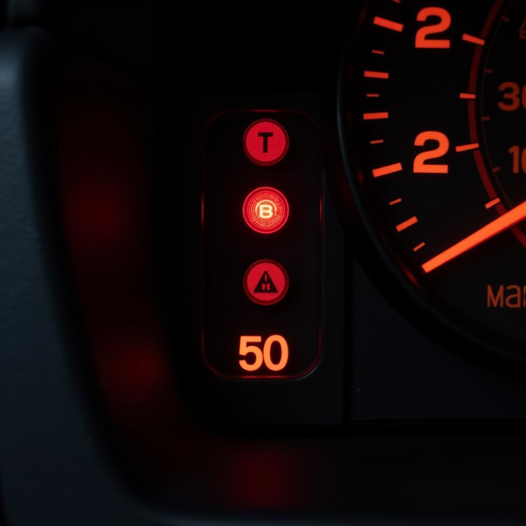 BMW E36 Dashboard with Brake Warning Light Illuminated