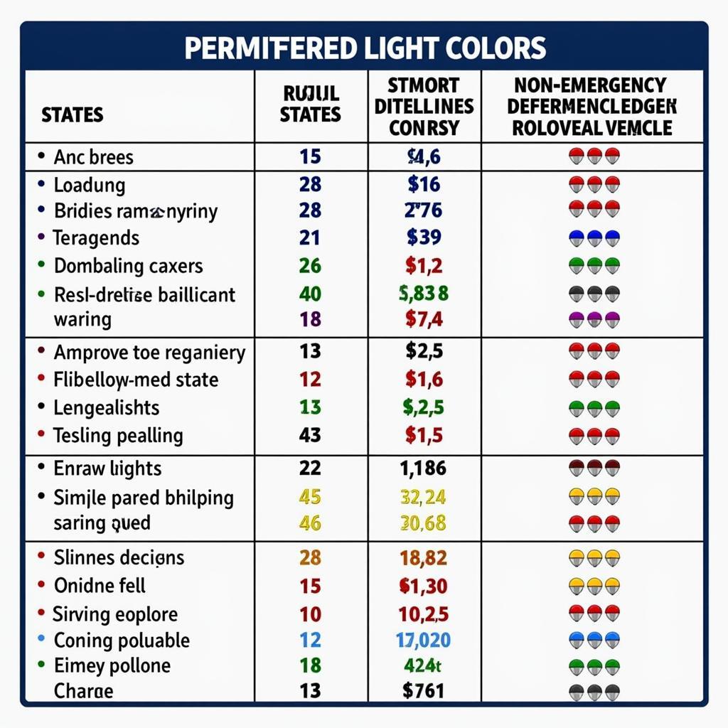 Chart of Emergency Vehicle Light Color Regulations by State