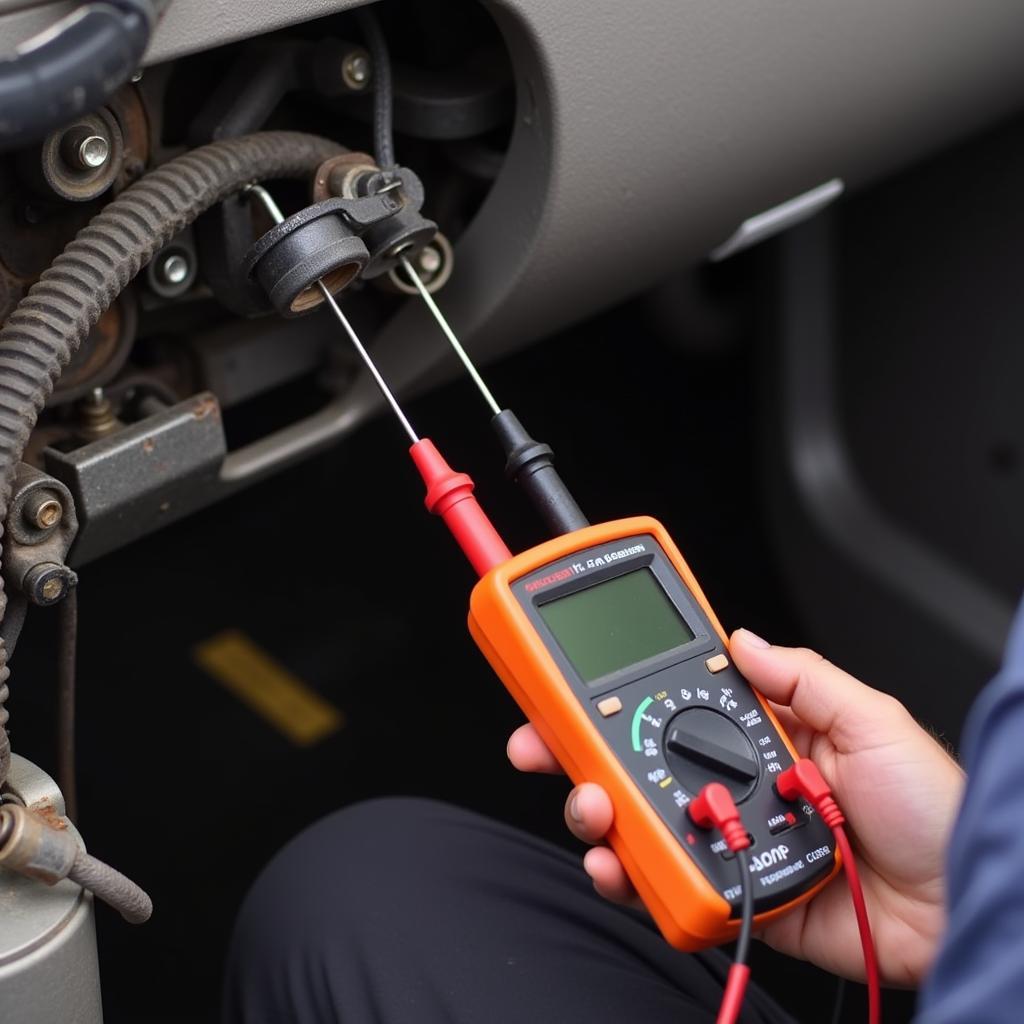 Mechanic Inspecting a Faulty Throttle Position Sensor