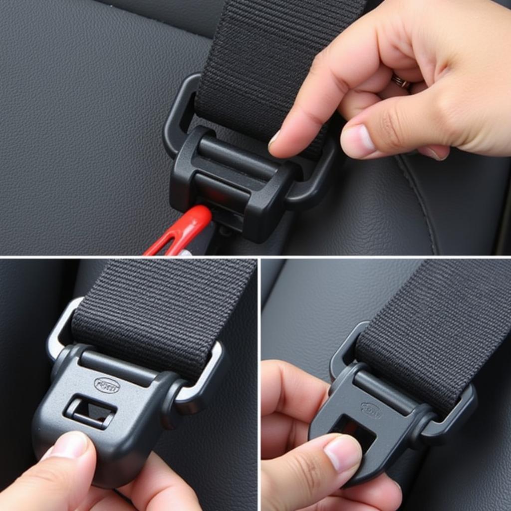 Inspecting the seat belt buckle in a Ford F150