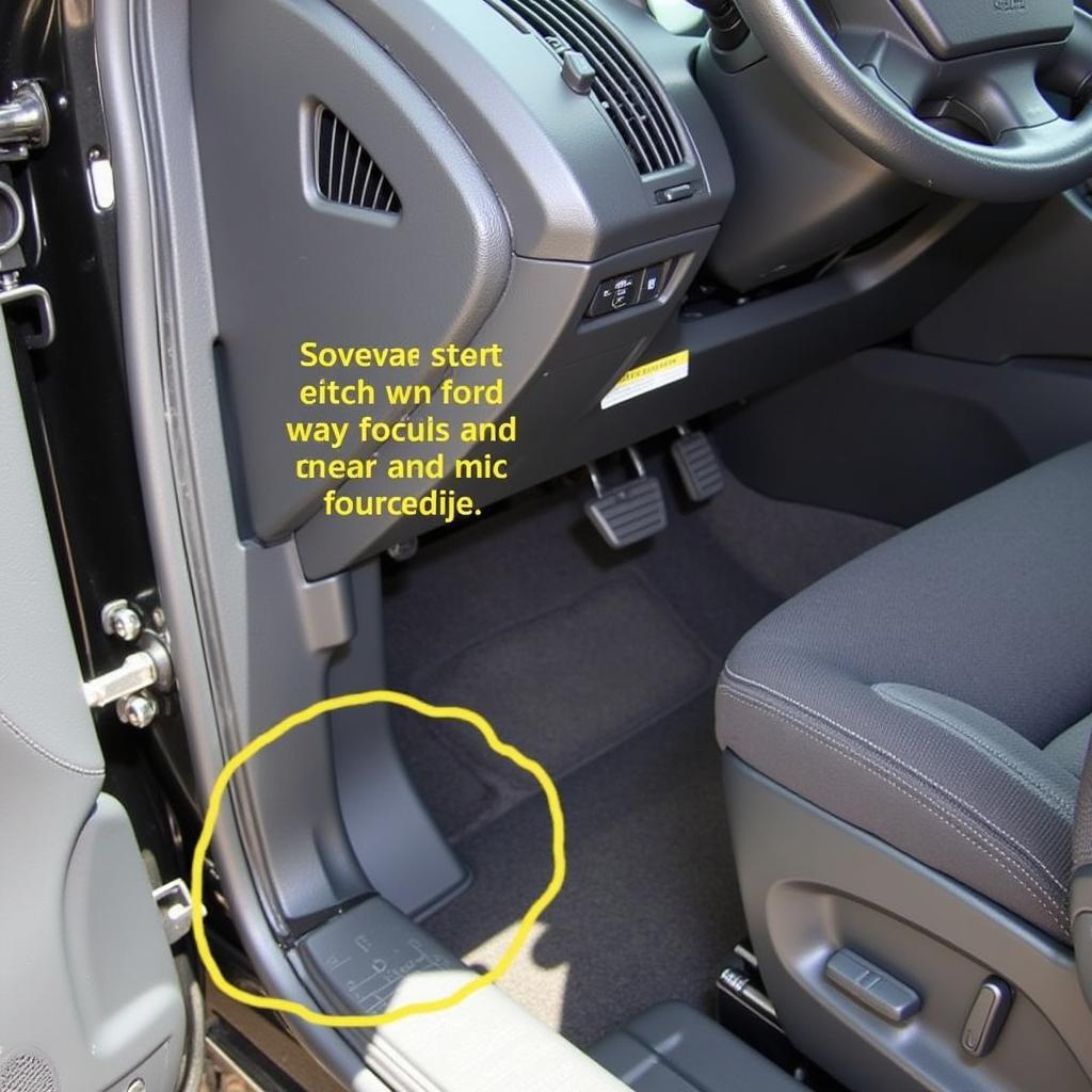 Close-up view of a Ford Focus door latch sensor