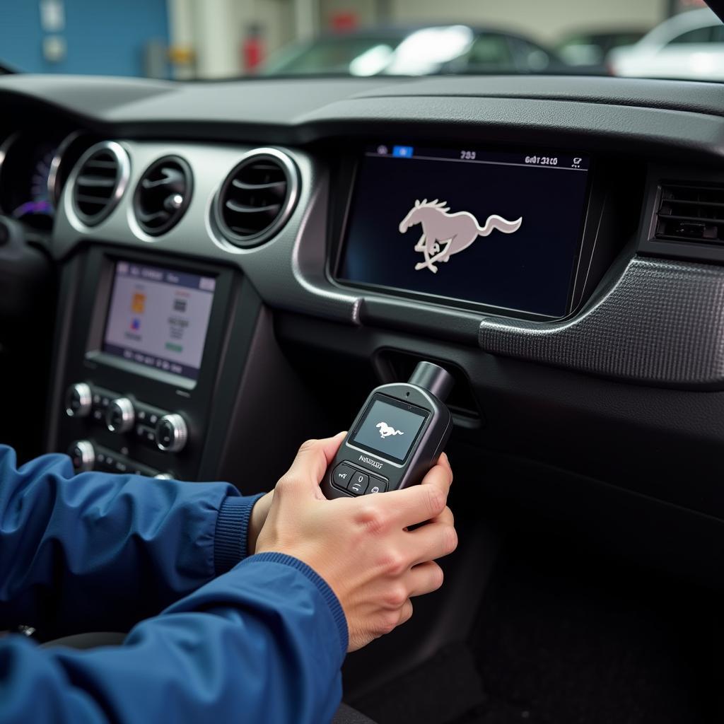 Mechanic Diagnosing ABS System on a Ford Mustang