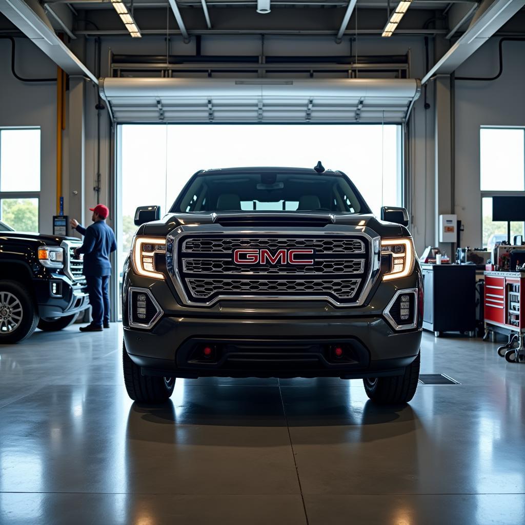 GMC Vehicle Undergoing Service