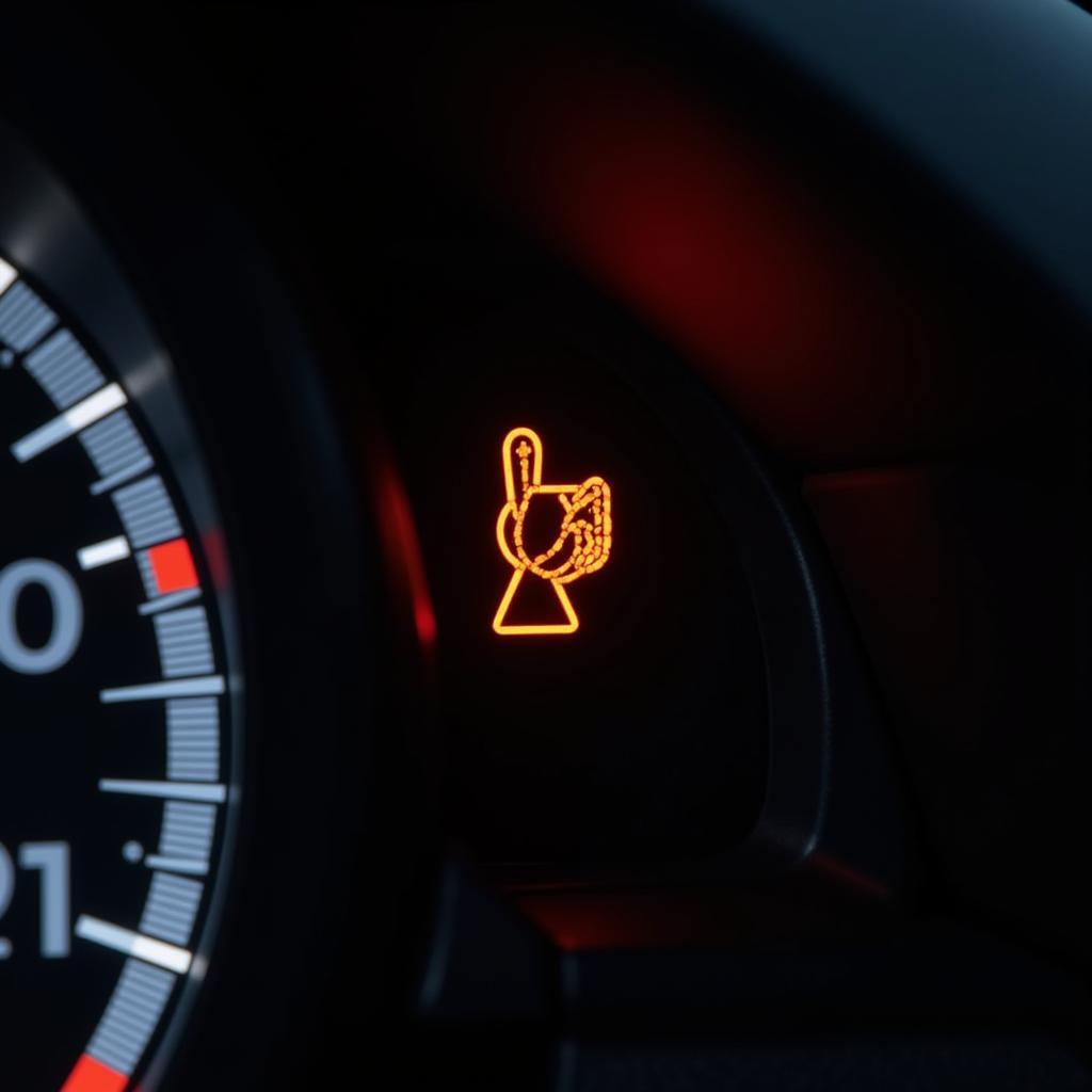 Hand Brake Warning Light on Car Dashboard