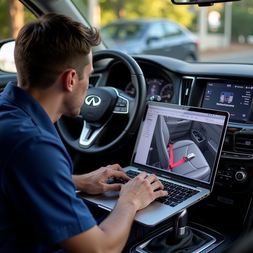 Infiniti Technician Performing Remote Diagnostics