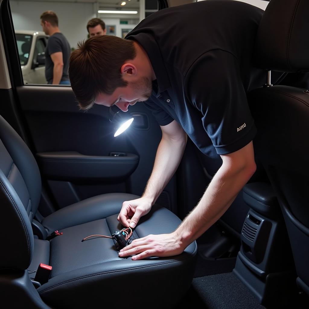 Inspecting Wiring Harness Under Seat