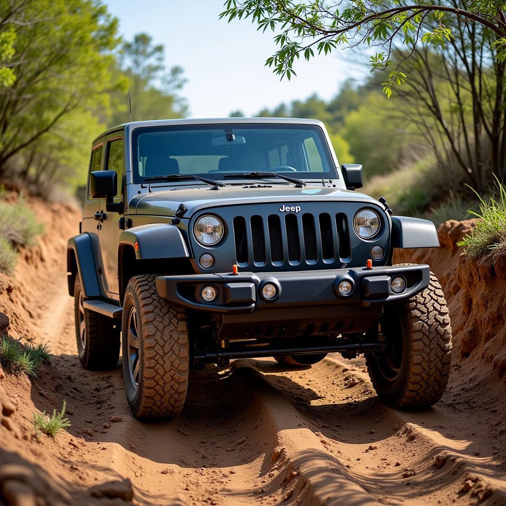 Jeep Wrangler Off-Roading in Challenging Terrain