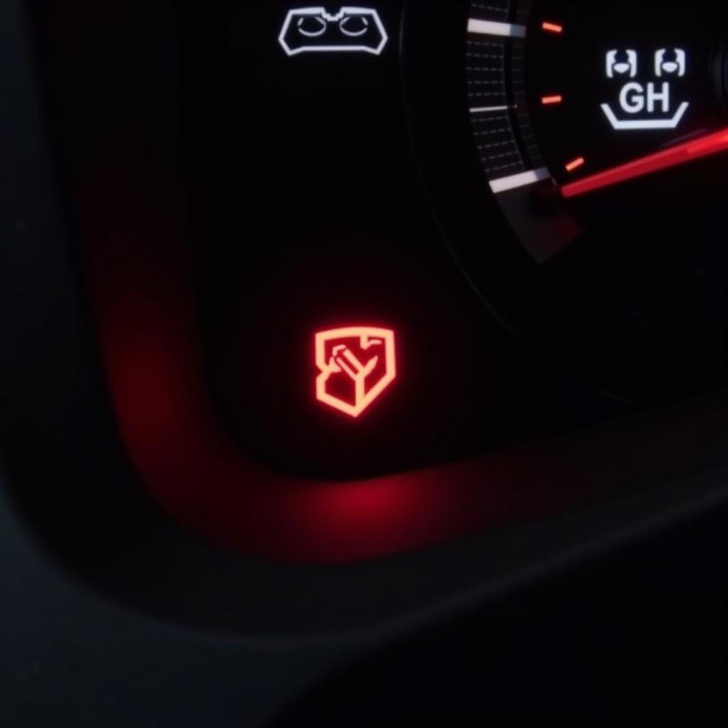 Kia Sportage dashboard with brake pad warning light illuminated