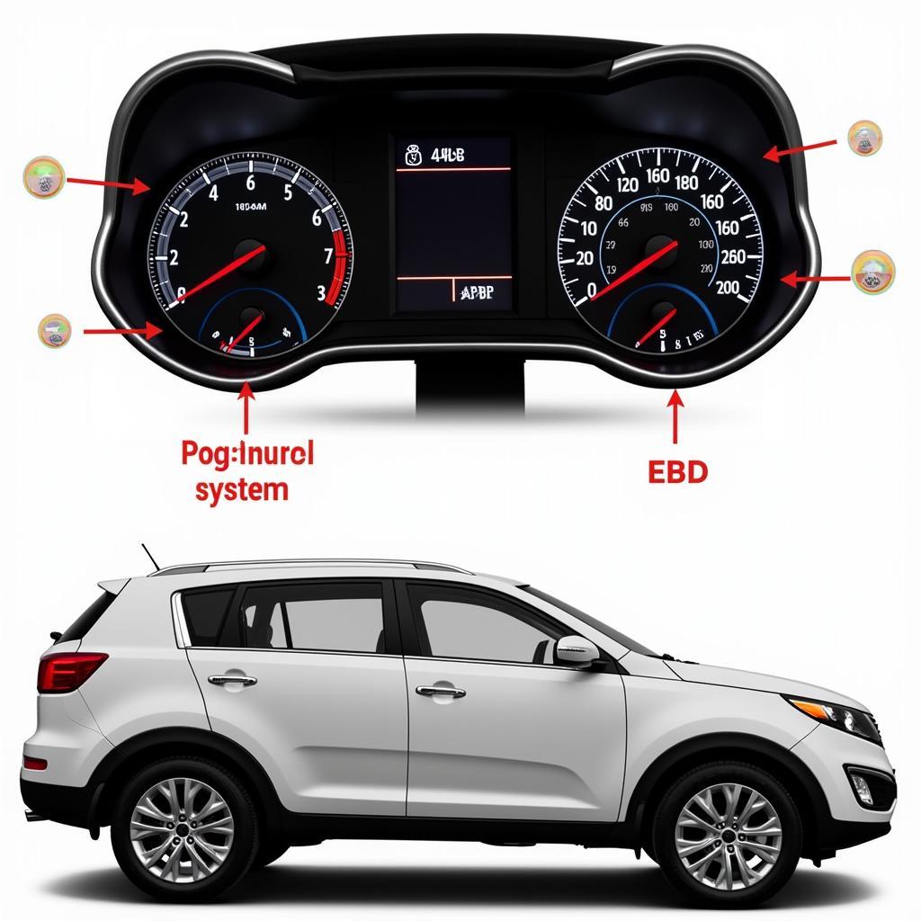 Kia Sportage Dashboard with Illuminated Warning Lights