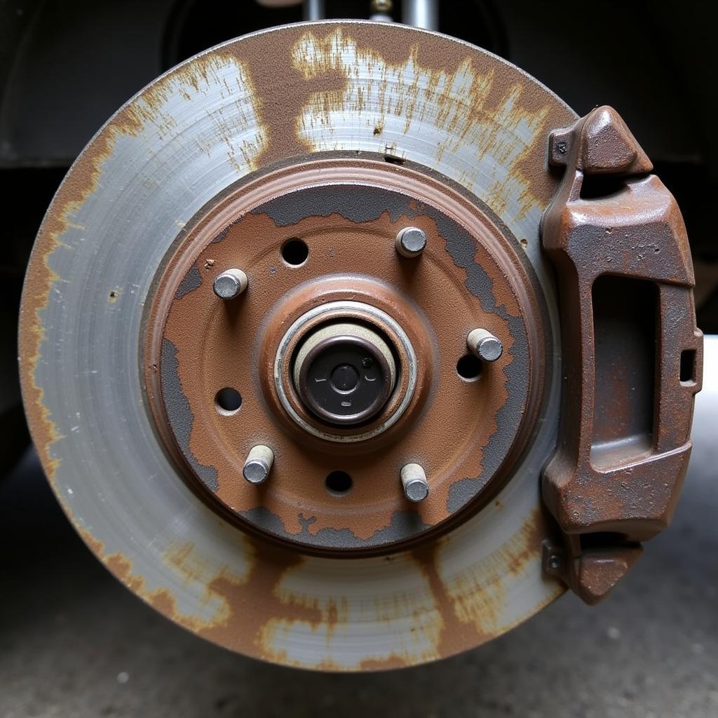 Worn brake pads on a Lexus RX 350