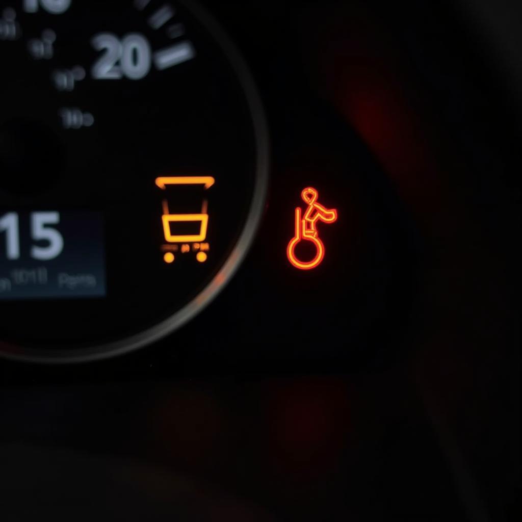 Car Dashboard Showing Low Brake Fluid Level