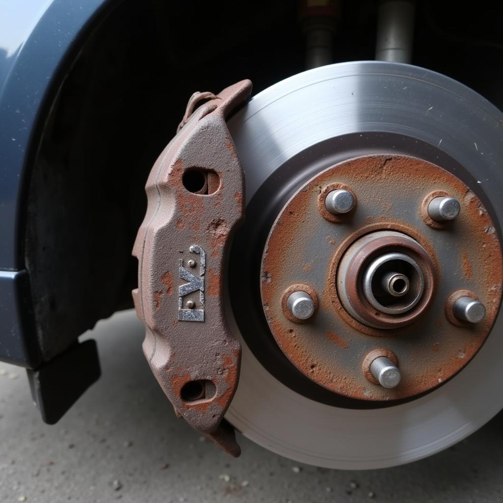 Worn brake pad with exposed wear sensor