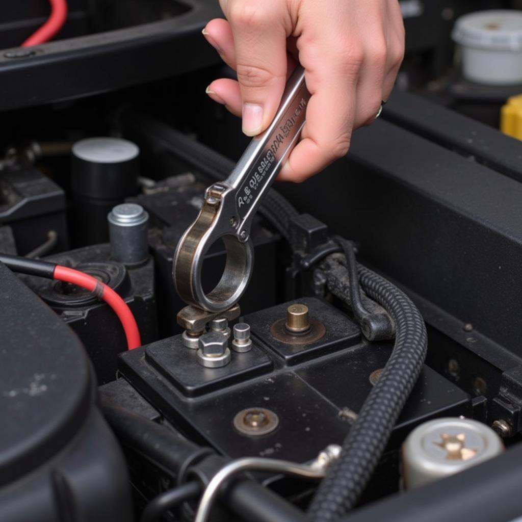 Disconnecting the negative terminal of a car battery