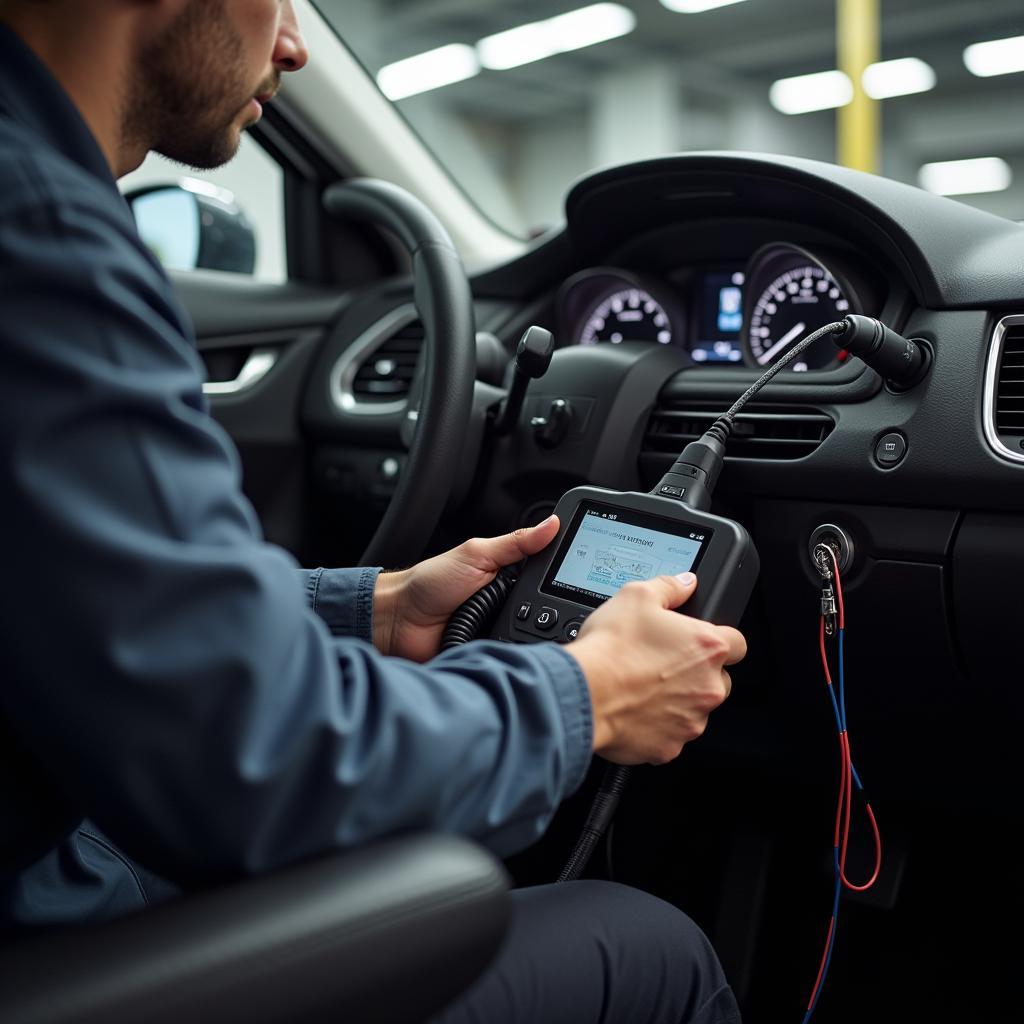 Mazda Technician Diagnosing Car Issues