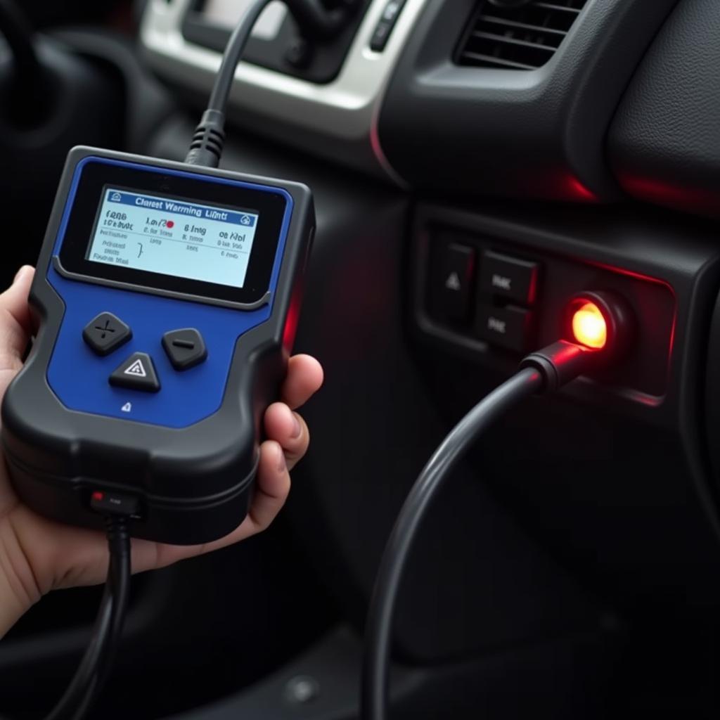 Mechanic Using Diagnostic Tool on a Vehicle