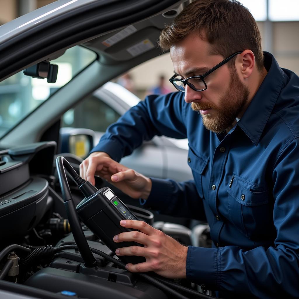 Mechanic Diagnosing Brake Light Issue in 2015 Civic