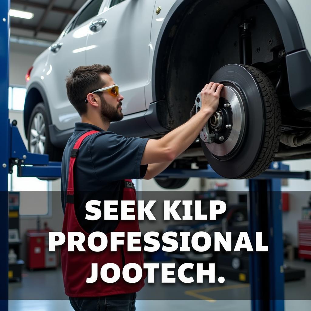 Mechanic Inspecting Car Brakes in Winter