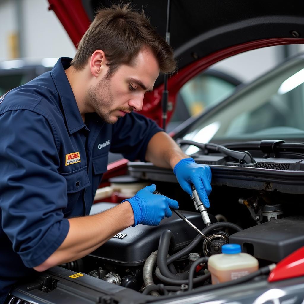 Professional Mechanic Inspecting a Seat Ibiza Engine