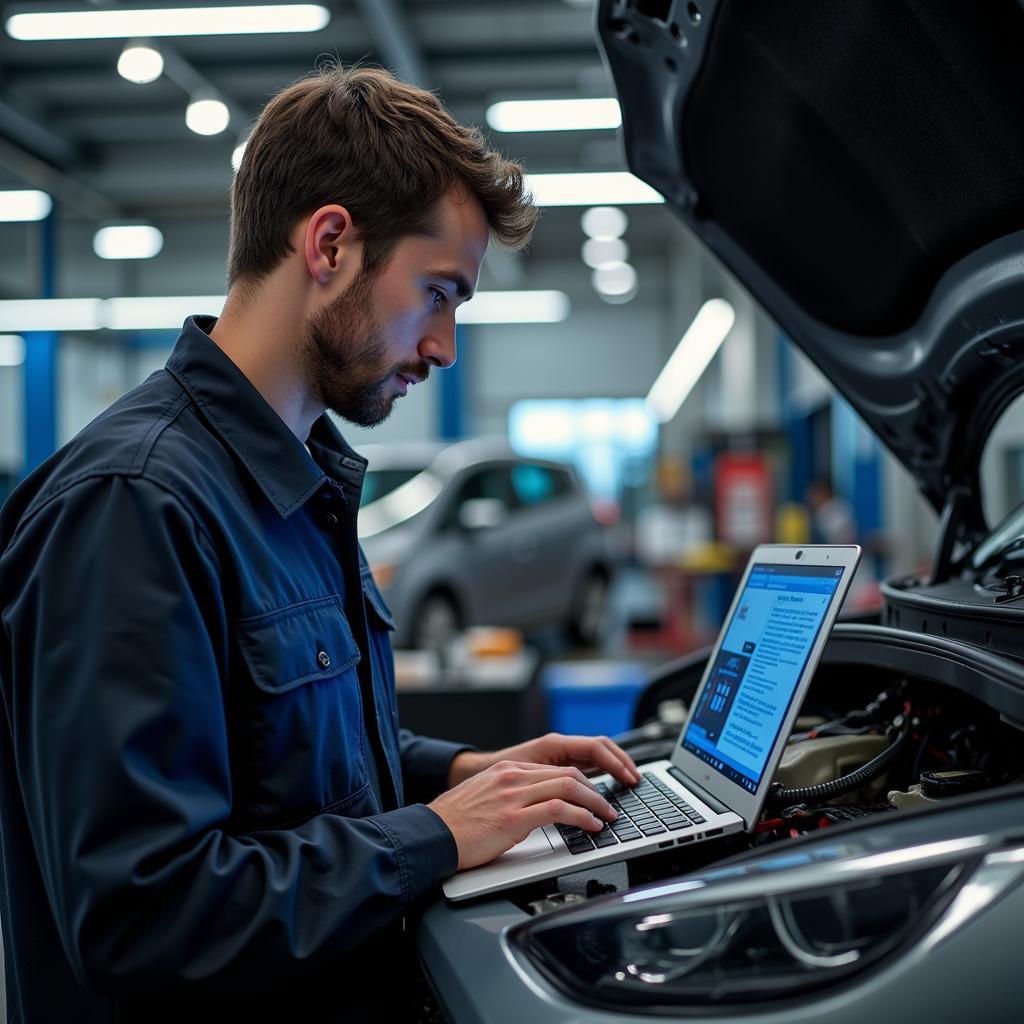 Mechanic Performing Remote Diagnostics