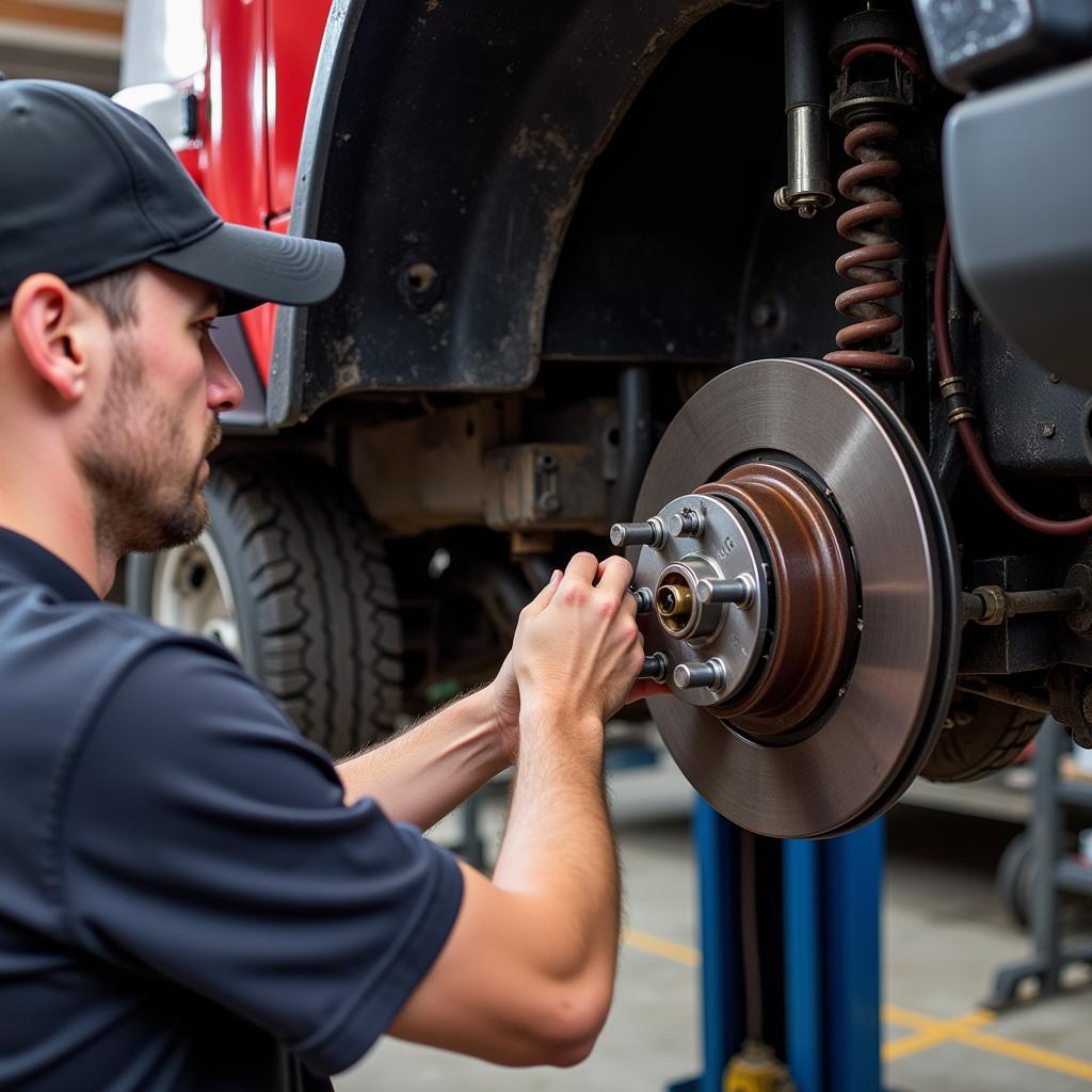 Mechanic Repairing ABS System