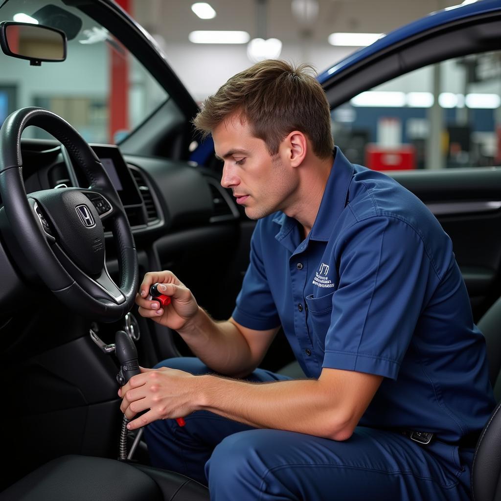 Mechanic Repairing 2016 Honda Accord ABS System