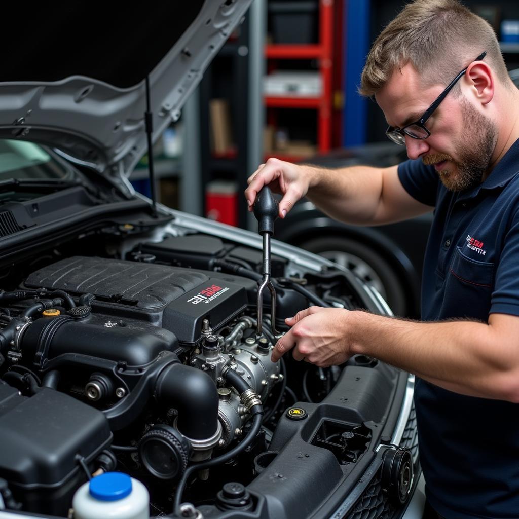 Mechanic Working on Seat Arosa Engine