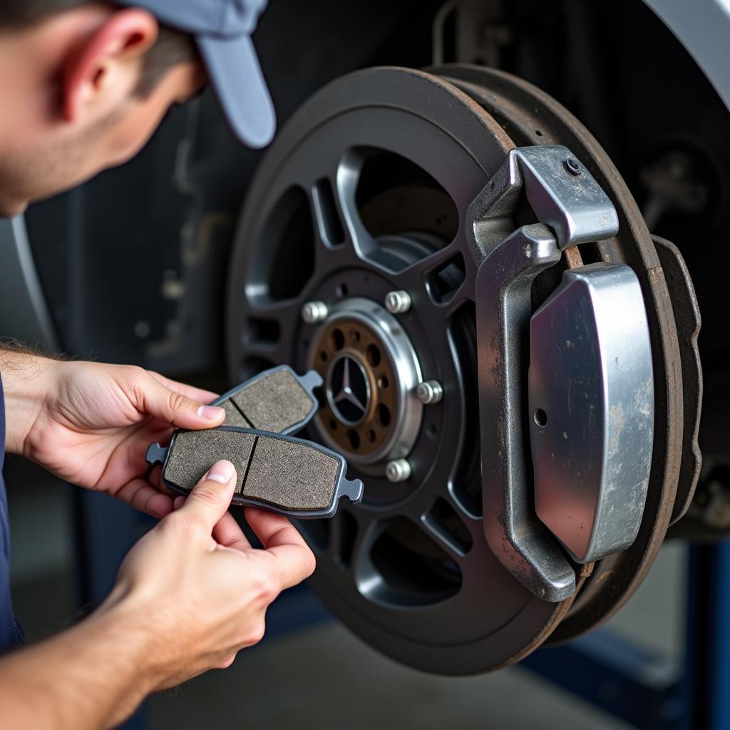 Inspecting Mercedes-Benz Brake Pads