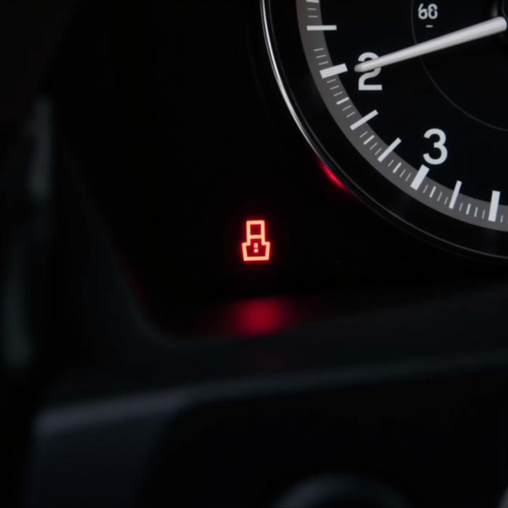 Mercedes dashboard with brake warning light illuminated