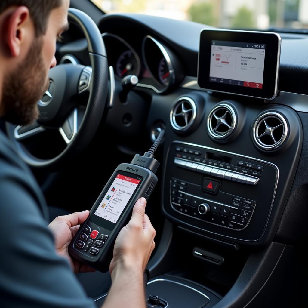 Diagnosing Mercedes Seat Belt Warning Light with OBD-II Scanner