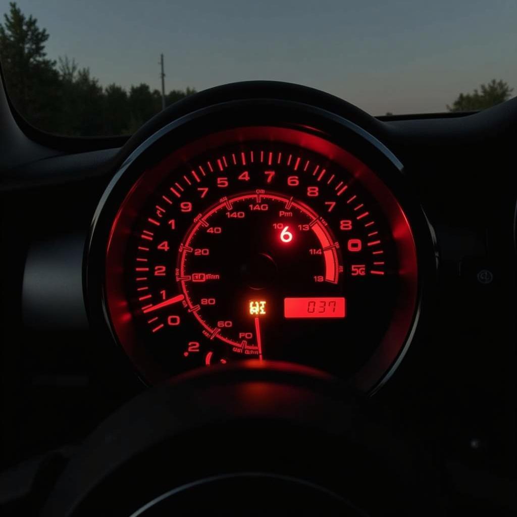 Mini Cooper 2012 Dashboard with Brake Light Warning