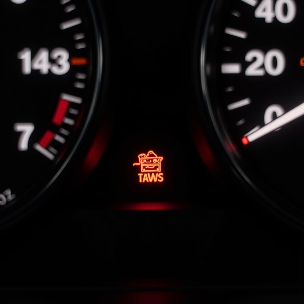 MINI Cooper dashboard with brake fluid warning light illuminated