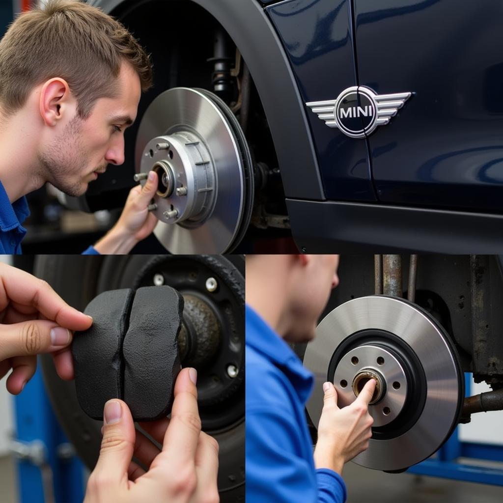 Inspecting Brake Pads on a Mini Cooper