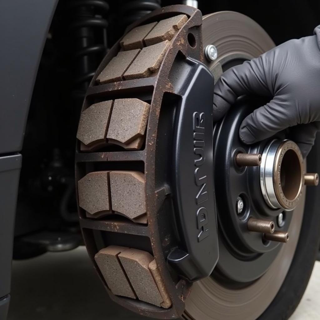 Inspecting Brake Pads on a Mini Cooper