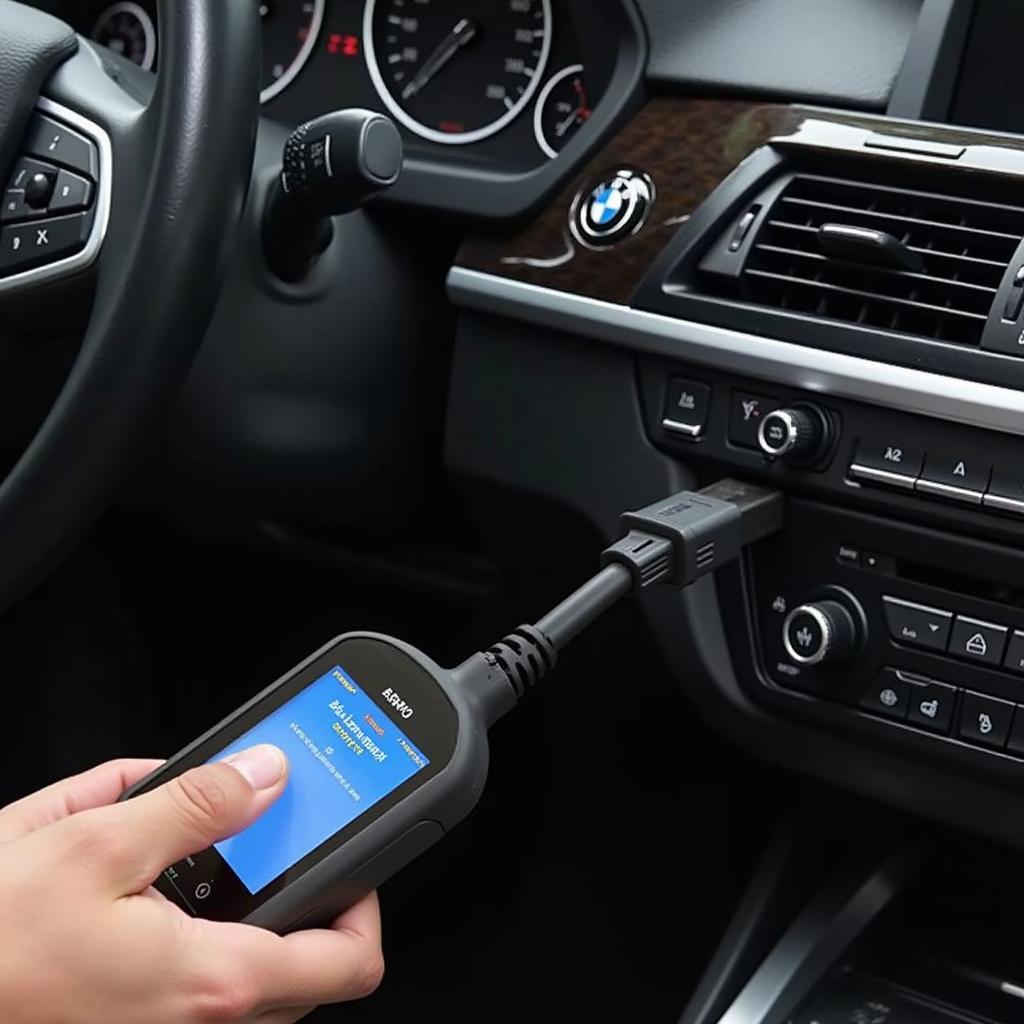 OBD-II Scanner Connected to a BMW