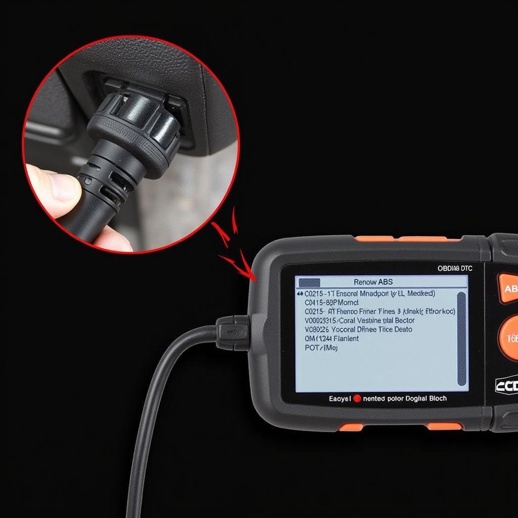 OBD-II Scanner Displaying Diagnostic Trouble Codes