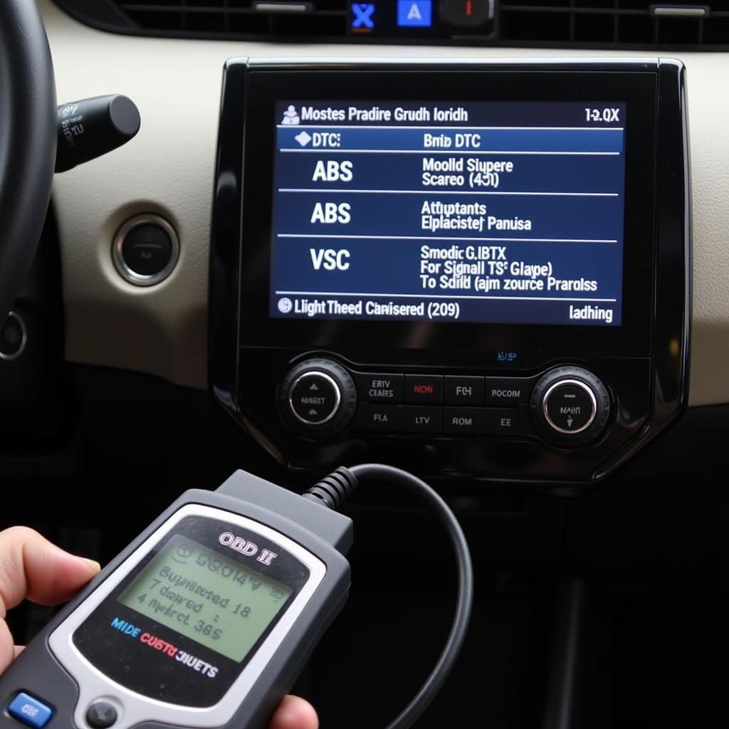 OBD-II Scanner Reading Diagnostic Trouble Codes