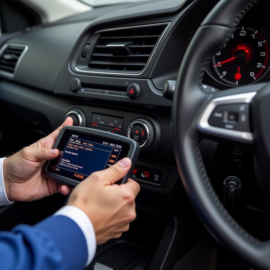 Mechanic Connecting OBD Scanner to Seat Ibiza