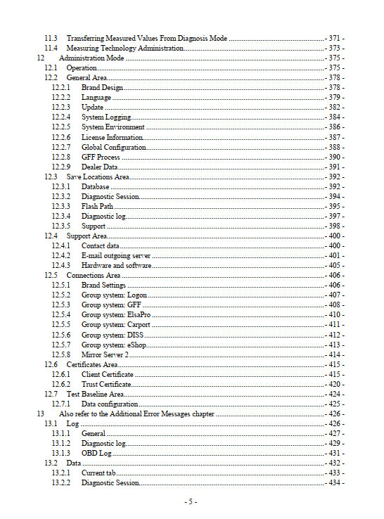 ODIS 5 Service Manual Table of content 