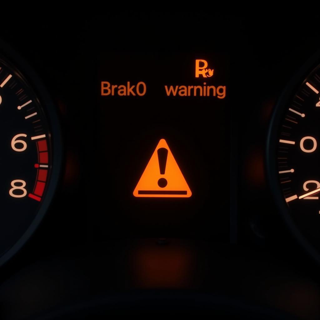 Orange Brake Warning Light on Car Dashboard