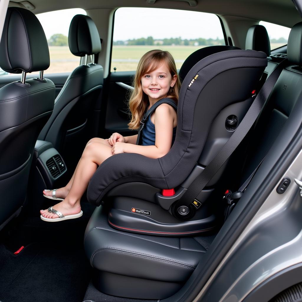 Properly Installed Car Seat in Tesla