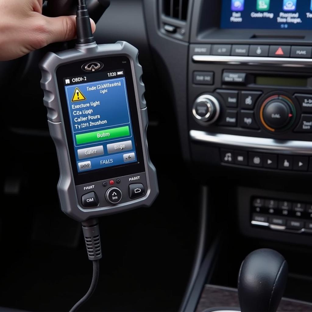 Infiniti QX4 OBD2 Diagnostic Scan Tool in Use